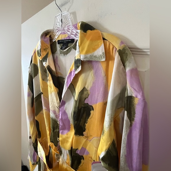 French Connection Multicolor Abstract Print Women's Shirt Dress Size Small - Picture 6 of 16